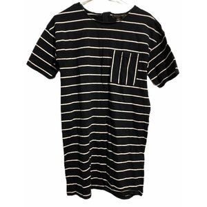 Banana Republic navy white striped tee shirt dress size small 100% cotton